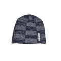 Winter beanie in navy and white checkered knit pattern with square HSWBOY label - One Size / Dark Blue