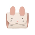 Mini rabbit cross-body bag with pink and white contrast leather and cute embroidery - White