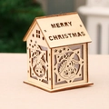 Wooden Christmas house ornament with laser-cut star patterns and Merry Christmas text - Large Size Bell