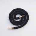 Detail of black braided rope shoulder strap with gold metal hooks on white background - Gold Buckle / Black