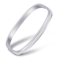 Bracciale rigido quadrato in acciaio inossidabile argento con doppia fila di cristalli - Color Acciaio