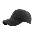 Cappellino da baseball invernale in lana grigio melange con fodera in pile termico - Regolabile / Nero