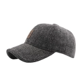 Berretto da baseball invernale da uomo in tweed grigio scuro con paraorecchie e toppa - Regolabile / Grigio