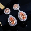 Orecchini a goccia eleganti con zirconi champagne e incastonatura in argento - Champagne