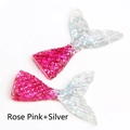 Resin mermaid tail DIY accessory with rose red and silver sequins for crafts - Rose Red + Silver