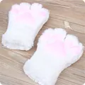 Süße weiße Plüsch-Katzenpfoten Handschuhe mit rosa Polstern für Cosplay und Winterwärme - Weiß (Einzelstück)