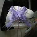 Large purple organza bow with silver edges used for wedding car mirror decoration - Purple