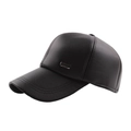 Winter faux leather baseball cap in black with textured finish and ear flaps - Adjustable / Black