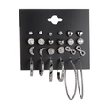 Set de 12 pares de pendientes plateados con luna, estrellas, perlas y cristales - Plateado