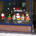 Christmas window decals featuring Santa, train, and snowman for holiday glass decoration - Santa Small Train Style (XH6252)