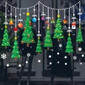 Christmas window decals with tree, bells and gift box patterns for festive glass decor - Christmas Tree and Gift Boxes / 6255
