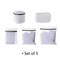 5-piece set of white mesh laundry bags for washing machines and delicates protection - 5Pcs Set