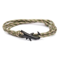 Men's army green shark anchor wrap bracelet with nautical paracord and black shark hook - No. 2 Black Shark