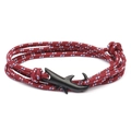 Deep burgundy braided rope bracelet with blue accents and black matte shark hook clasp - No. 9 Black Shark