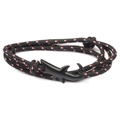 Men's shark anchor bracelet with black, red and white braided nylon cord and metal hook - No. 14 Black Shark