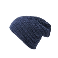 Primer plano de la textura gruesa de punto de chenilla azul marino de este gorro de invierno - Talla única / Azul oscuro