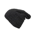 Detalle del tejido de punto cruzado en el gorro de invierno de chenilla en gris oscuro - Talla única / Negro