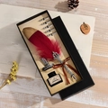 Juego de pluma vintage con pluma rojo-oro, tinta y 5 puntas en caja de regalo - Burdeos
