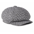 Casquette gavroche classique en tricot à chevrons noir et blanc pour hommes et femmes - M (56-58cm) / Noir
