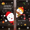 Weihnachtsfensteraufkleber mit Weihnachtsmann und Schneemann für festliche Glasdekoration - 45x60cm