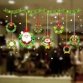 Christmas wreath window decals featuring Santa, snowman and reindeer for glass door decor - Santa Claus and Reindeer / 45*60 6254
