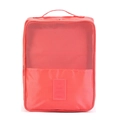 Bolsa de viaje para zapatos de doble capa en rosa coral con malla transpirable - Rojo sandía