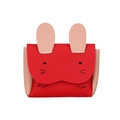 Cute red and pink rabbit-shaped crossbody bag for children with embroidered details - Red