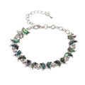 Colorful abalone shell butterfly charm bracelet in silver with adjustable chain - Butterfly