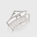 Detalle de pinza para el cabello geométrica plateada de metal hueco con resorte fuerte - Plateado