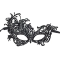 Intricate black lace half-face masquerade mask for Halloween parties and cosplay - 16-Phoenix