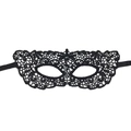 Close-up of black lace masquerade eye mask with hollow design and side ribbon ties - 18-Zorro