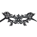 Close-up of black lace masquerade mask with intricate hollow butterfly wing pattern detail - 06-Small Butterfly