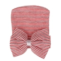 Dettaglio della trama a maglia del cappellino neonato a righe rosse e bianche - Rosso Bianco