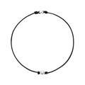 Collana minimalista in cordino di cuoio nero con due perle naturali d'acqua dolce - Collana in Corda di Pelle Nera con Perla Singola