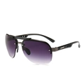 Piloten-Sonnenbrille mit lila Verlaufsgläsern und schwarzem Halbrahmen-Metalldesign - Grau verlauf