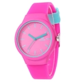 Pink and blue sporty silicone watch for students featuring a vibrant dual-tone design - Rose Red