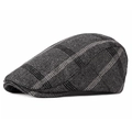 Casquette plate classique style britannique à chevrons noir et gris pour adultes - Taille unique / gris foncé