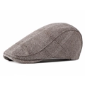 Casquette plate classique en tweed à chevrons gris-brun pour l'automne et l'hiver - Taille unique / Kaki