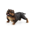 Realistische braune und schwarze American Bully Kunststoff-Hundefigur mit Muskeldetails - Gelb und Schwarz