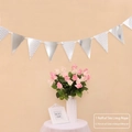 Silver foil wave triangle bunting banner set with 12 flags and 5m rope for party decor - Wave Pattern Triangle Bunting / Silver