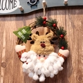 Christmas rattan wreath with Santa, reindeer, and embroidered green felt tree decor - Small Hand-up Wreath A (Santa & Deer)