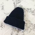 Classic navy blue ribbed knit beanie for children with warm minimalist winter style - Navy Blue