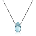 Minimalist light blue teardrop pendant necklace with silver box chain on white background - Copper / Copper Silver Plated Pendant with Chain (Blue)