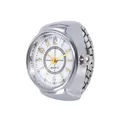 Silver elastic ring watch with a white dial and golden Arabic numerals on white background - Silver Number 2