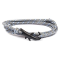 Gray and blue paracord braided bracelet featuring a matte black shark shaped clasp - No. 1 Black Shark