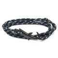 Men's black nylon braided rope bracelet with a matte shark hook anchor clasp - No. 3 Black Shark