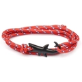 Men's red braided shark anchor bracelet featuring matte black animal clasp detail - No. 6 Black Shark