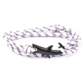 Shark anchor bracelet with white red and blue nautical woven cord and black shark clasp - No. 4 Black Shark