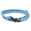 Blue braided shark bracelet with orange accents and a matte black shark hook clasp - No. 7 Black Shark