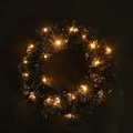 Decorative black PVC Halloween wreath with warm LED lights for festive window displays - Black PVC Wreath 30cm-With LED Lights